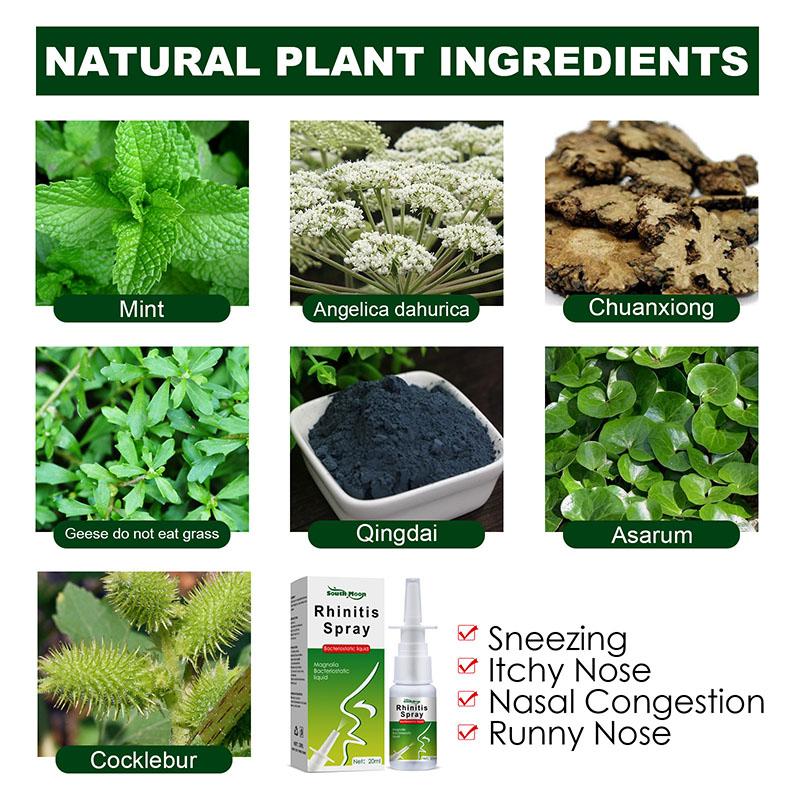 South Moon Назальный спрей, заложенность носа, зуд, насморк, чихание, шунтонг, травяная антибактериальная жидкость для ухода за носом