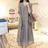 2025 Summer New Loose and Thin Temperament Two-piece Set High-end Heavy Industry Embroidery V-neck Dress Women
