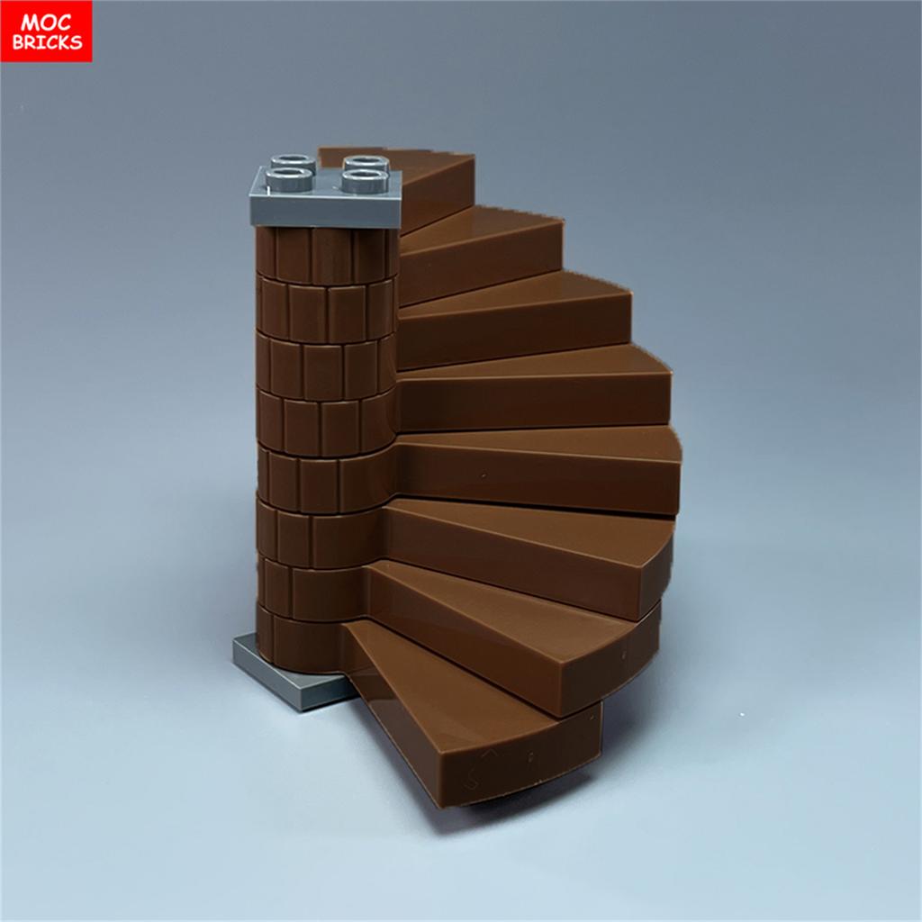 Набор MOC Кирпичи Город Замок Лестница Винтовая Ступенька 40243 Опора 1x1x5 40244 Собираемые Частицы Строительные Блоки