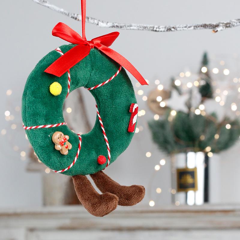 Christmas Mushroom Wreath Ornament Cute Xmas Plush Doll Hanging Decoration Holiday Gift Red