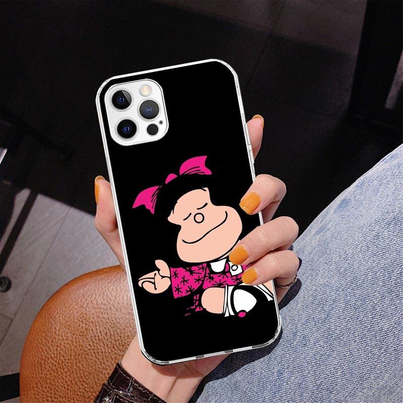 Cartoon Cute Mafalda Phone Case For iPhone 17 Air 16 Pro Max 16E 15 + 14 Plus 11 12 13 Mini 7 8 SE Gift Print Cover Fundas