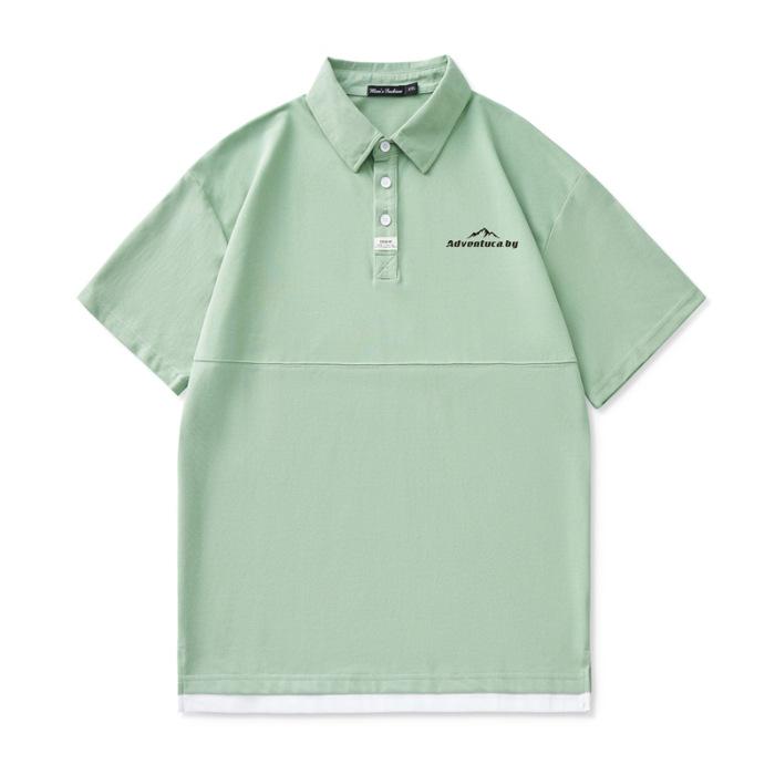 Мужская летняя новая свободная футболка-поло с коротким рукавом, мужская тонкая футболка с коротким рукавом и лацканом