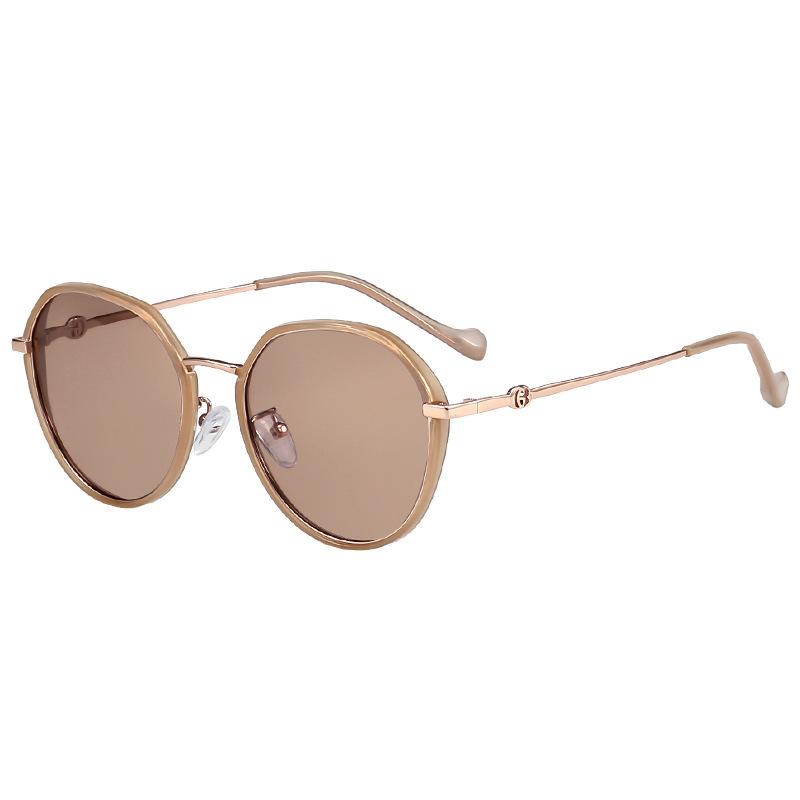New sunglasses women's high-end sense white brown polarized sunglasses UV protection big face thin
