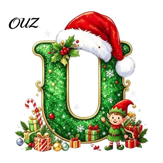 Durable Hanging Letter Decoration 26 Alphabet Christmas Ornament, Personalized Letters Acrylic Tree with Santa Hat Pendant And Elf Boy for Xmas Mantel