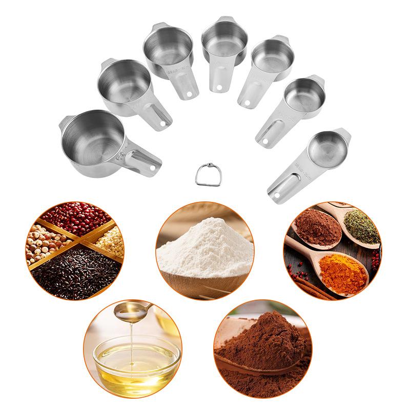 7Pcs/Set Stainless Steel Measuring Cup Sets Stackable Kitchen Measuring Cups For Dry And Liquid Ingredients