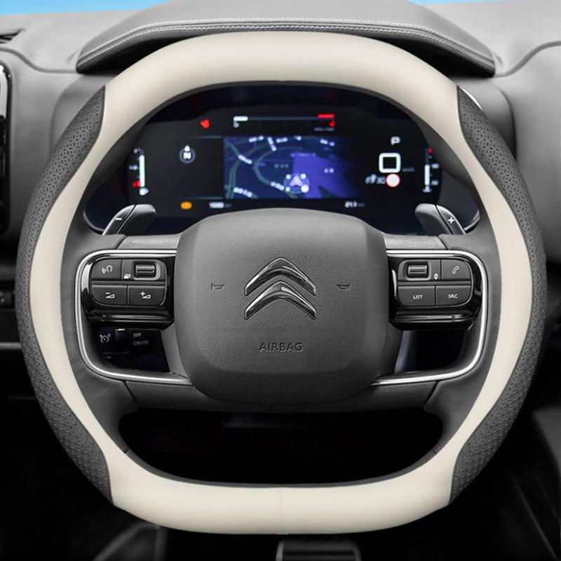 Leather Car Steering Wheel Cover for Citroen C4X C5X C5 Aircross e-Berlingo C4 2021 2022 2023 2024 Auto Interior Accessories