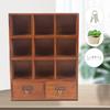 Wooden Display Cabinet W/ 9 Compartments & 2 Drawers, Freestanding Shelf Organizer, Rustic Storage Shelves for Home Office Decor