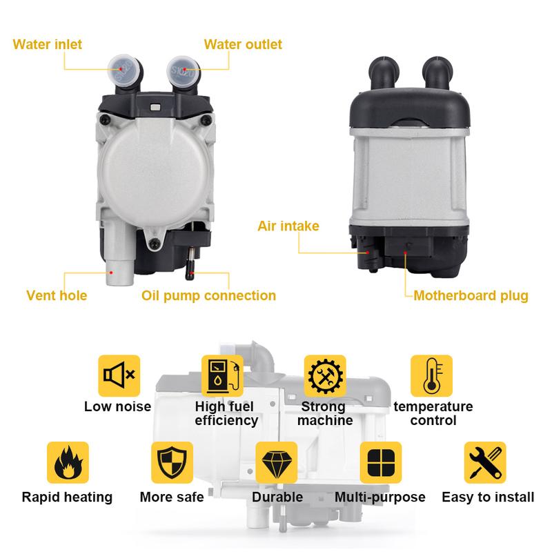 12V 6KW Diesel Fuel Liquid Heater Gasoline Preheater LCD Switch Silencer +Water Pump Parking Heating Device For Trucks Van Car
