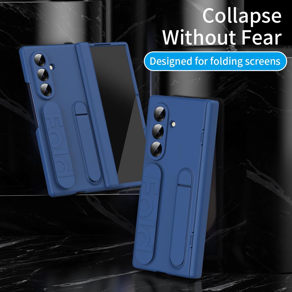 Чехол для Samsung Galaxy Z Fold7 5G с пленкой из закаленного стекла, силиконовым ремешком на запястье, подставкой, ПК-накладкой для телефона