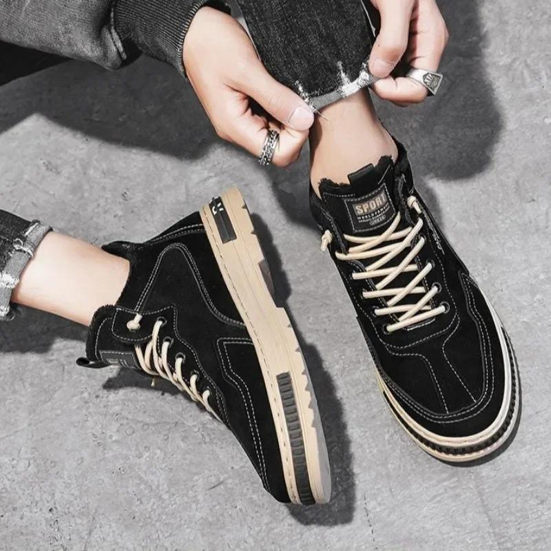 Мужские зимние ботинки, рабочая мужская зимняя обувь, на шнуровке, теплая, морозостойкая, нескользящая, брендовая, повседневная, модная, флисовая обувь, удобная, меховая