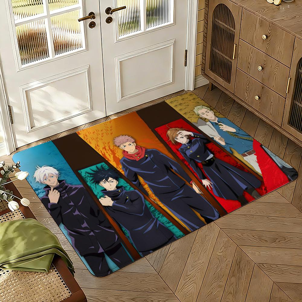 Jujutsu-Kaisens Anime Floor Mat Soft Thickened Absorbent Non-Slip Bedroom Living Room Door Mat Home Decor Flannel Rugs