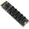 M.2 NVMe PCIe X4 X8 X16 на 5 портов SATA 3.0 Адаптерная карта Райзер III ASM1166 6 Гбит/с Корпус Сервер ПК Компьютер Расширение