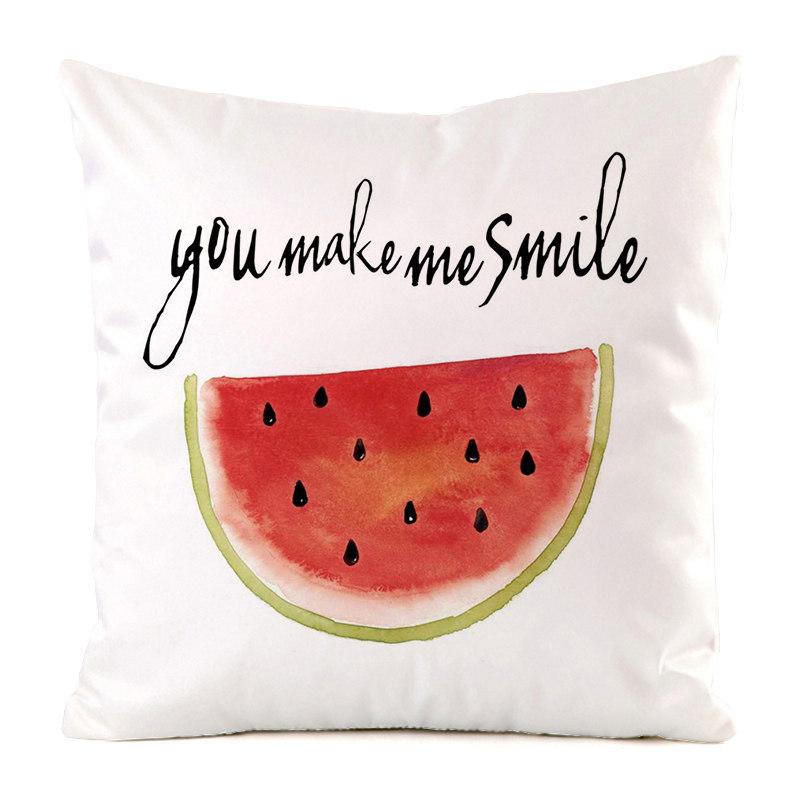 Fruit And Vegetable Hand-Painted Series Digital Printing Short Plush Pillow Covers For Car Sofa Office Cushion Cover Home Goods
