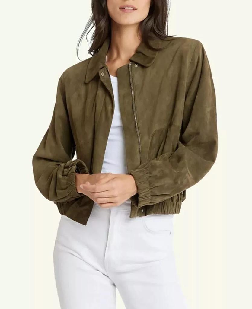 Handmade Women Green Genuine Soft Pure Suede Leather Jacket Biker Casual Classy