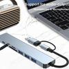 USB C Хаб USB Разветвитель 8 в 1 USB Удлинитель с 4 USB портами 1 портом USB-C Картридер TF/SD Аудиовыход Совместим с Macbook