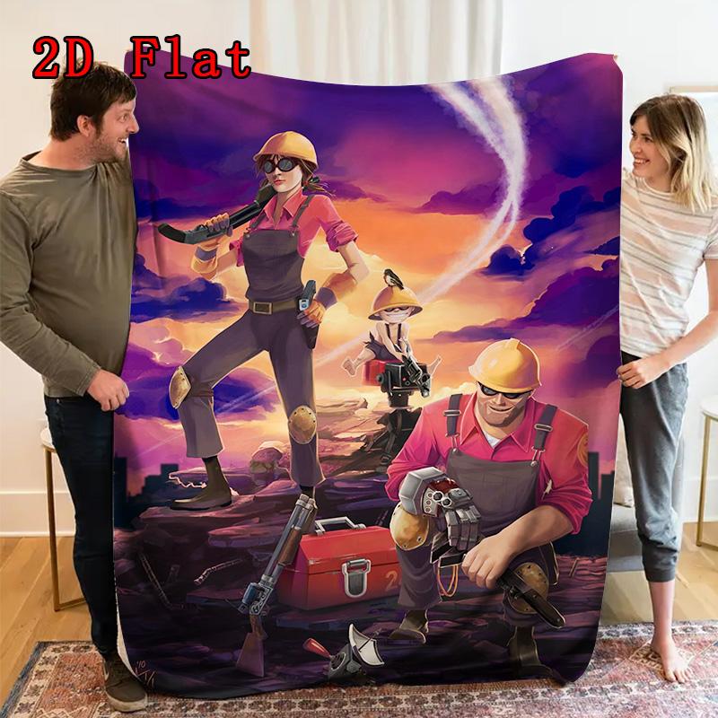 Team Fortress 2D Flat Pattern Flannel Blanket High quality All Seasons Warmth and Comfort Perfect for Christmas Gifts.DMT0925513