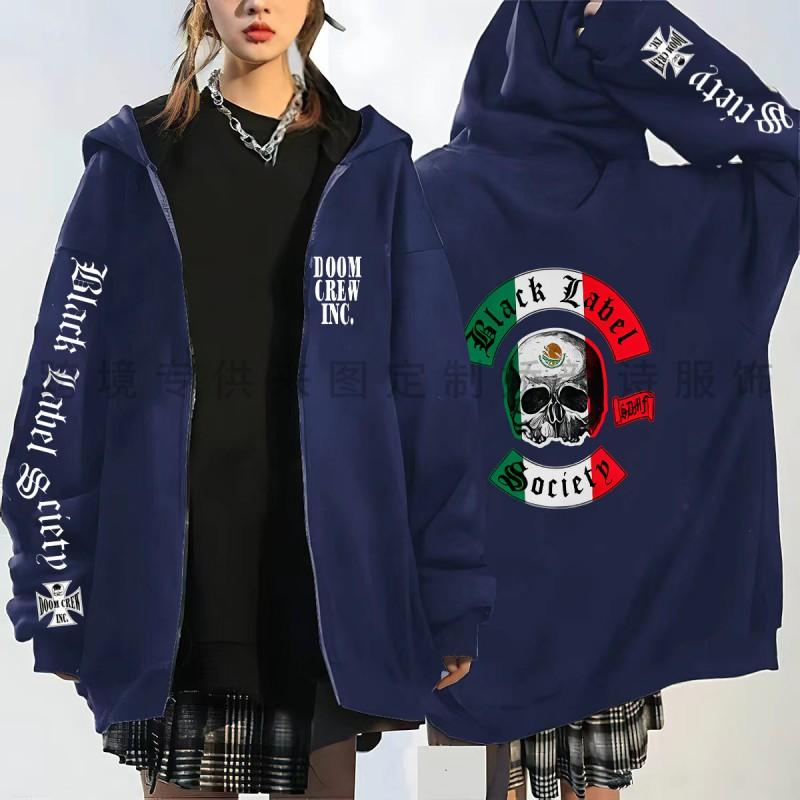 Black Label Society Skull Print Hoodie Loose Fit Long Sleeve Sweatshirt Teen Boys