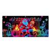 UV Activated Christmas Garage Door Cover Fluorescent 2D Flat Christmas Door Banner Lighted Holiday Cartoon Backdrop for Xmas Indoor Outdoor Wall Decor