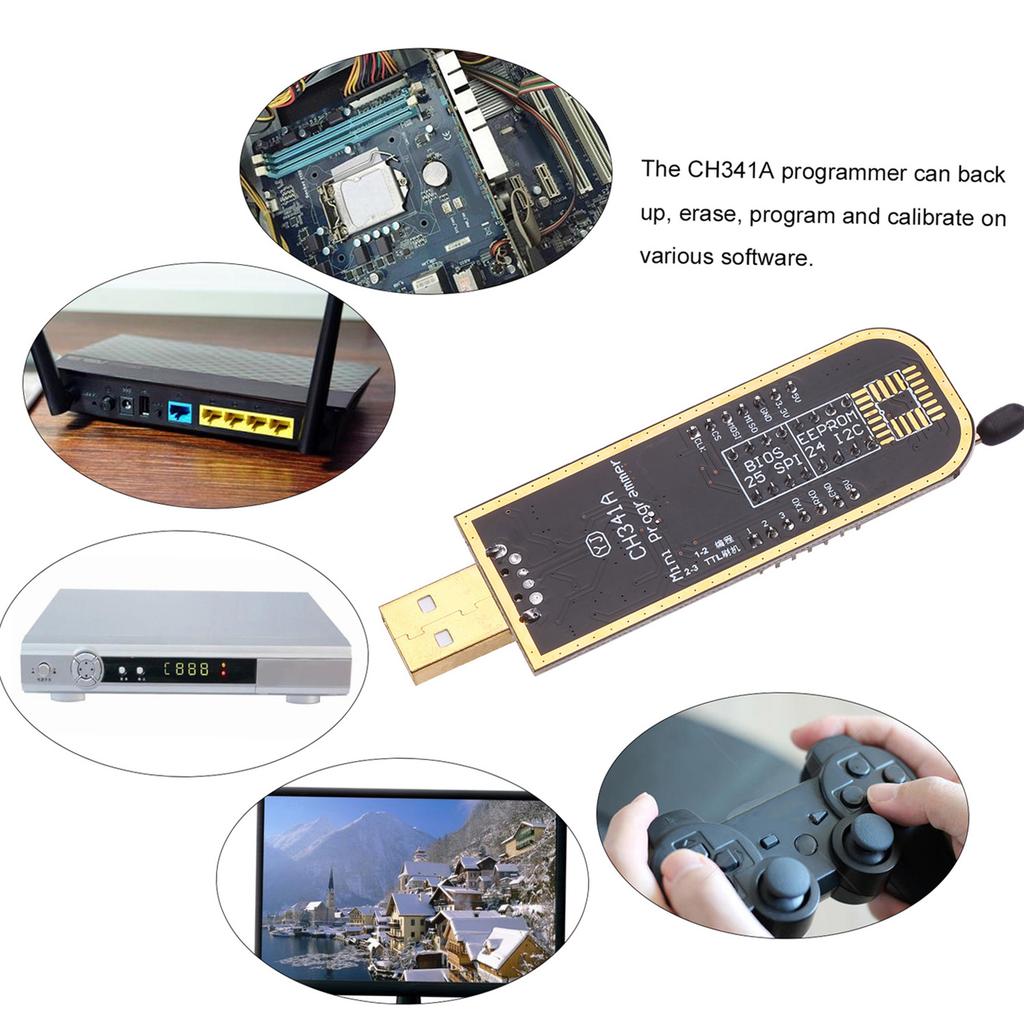 CH341A USB Programmer EEPROM BIOS Flasher Programmable Logic Circuits with SOP8 Flash Clip Suitable for 24 25 Series
