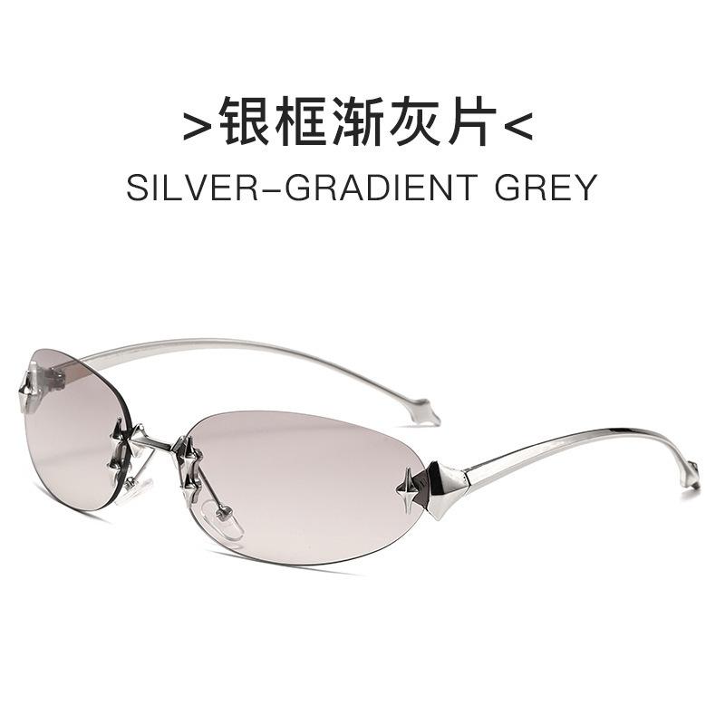 Безрамочные овальные металлические солнцезащитные очки G Spice Girl Fishbone Wear Уличная съемка Звезды Кошачий глаз Солнцезащитные очки