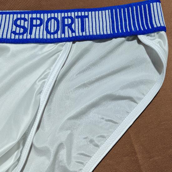 Summer Ice Silk Briefs Letter Print High Slit Design Men Panties Smooth Comfortable Breathable Underwear Daily Wear