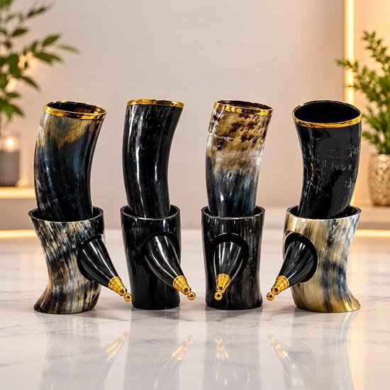 Viking Horn Mug , Curved Design Horn Holder, Beer Horn Cup, Rustic Beer Stein Horn Mug Wedding Gift-Halloween Gift