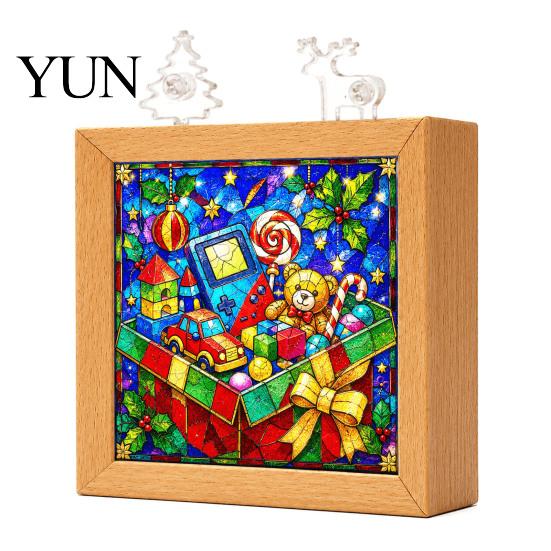 Acrylic Puzzle Night Light DIY LED Light, Christmas Town Jigsaw Lamp, Hand Assembled Decorative Box for Bedroom Desktop Warm White Lighting Home Decor