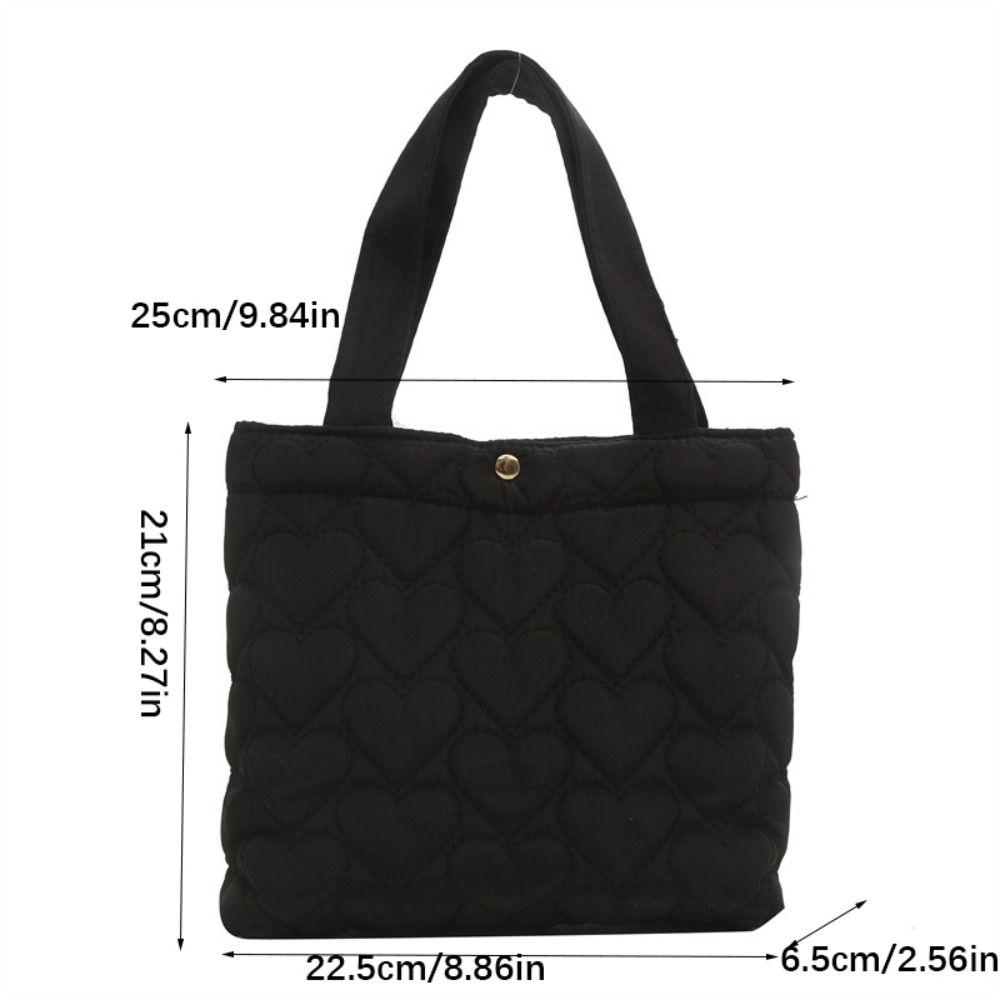 Solid Color Padded Tote Bag Heart Shape Puffer Underarm Bag Casual Cloud Handbag Women