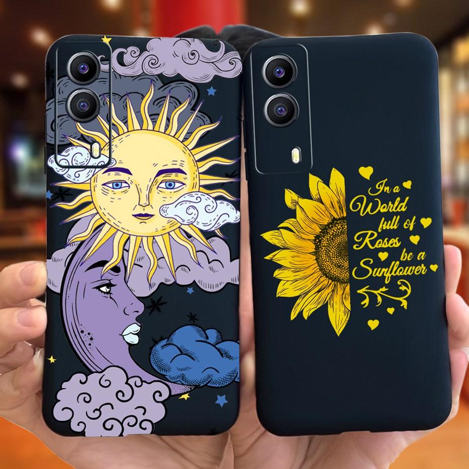 For Vivo Y53S 5G Case Vivo Y72 5G V2041 Phone Cover Silicone Cactus Soft Funda For Vivo Y52 Y 53s Y72 5G Sunflower TPU Bumper