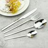 4Pcs Black Gold Cutlery Set Knives Fork Spoon Dinner Tableware Stainless Steel Dinnerware Party Kitchen Flatware Silverware Set