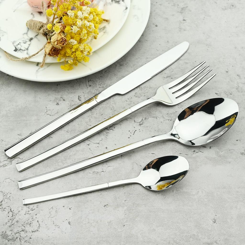4Pcs Black Gold Cutlery Set Knives Fork Spoon Dinner Tableware Stainless Steel Dinnerware Party Kitchen Flatware Silverware Set
