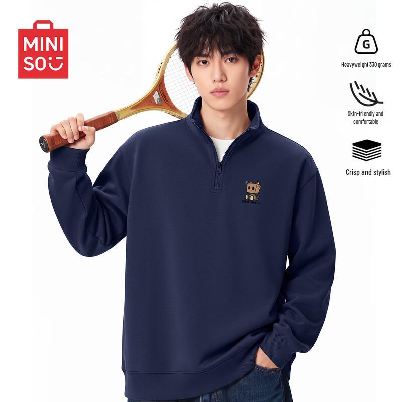 MINISO Мужской пуловер с воротником-стойкой и молнией до середины
