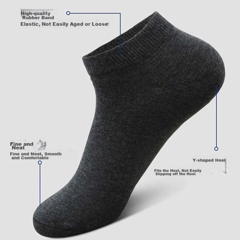 FitonTon 10 Pairs of Men's Socks, Autumn And Winter Short Cotton Socks, 10A Breathable Mid-Calf Socks, Non-Slip Heel Sports Basketball Socks