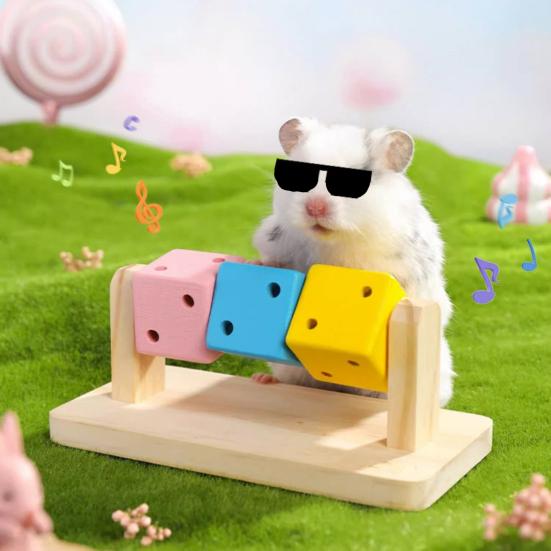 Игрушка для обогащения хомяка Деревянные раскрашенные кубики Игрушка-грызунок для морской свинки Игрушка для стачивания зубов питомца