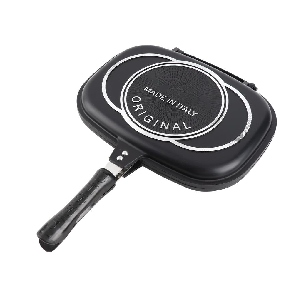 Grill Pan Frying Double Side Portable Anti‑Burn Handle Kitchen Supplies Grill Pot 32cm 12.6in