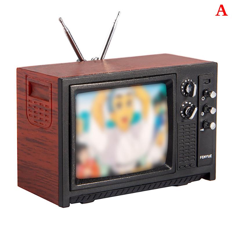 Dollhouse Miniature Ornaments Mini Retro Tv Toy Ornaments