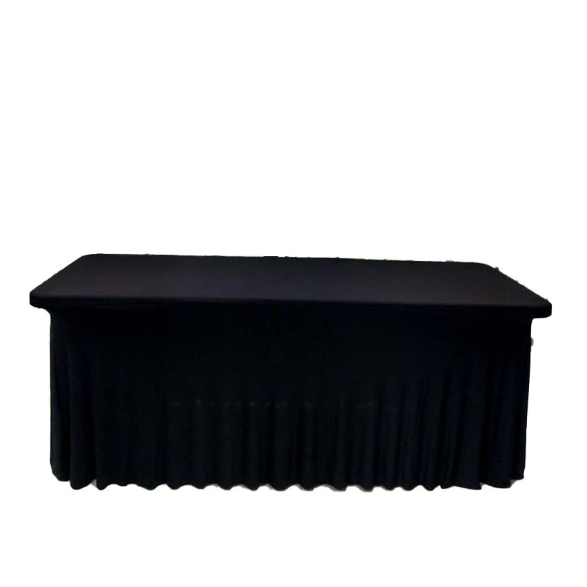 Черно-белая эластичная скатерть из спандекса, скатерть для стола высотой 4 фута 6 футов, скатерть для свадьбы, дня рождения, декоративная крышка для стола с оборками