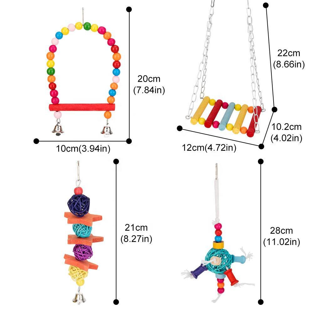 Parrot Toys Bird Swing Hanging Toy Cage Toys Hammock Bell Swing Ladder Perch Chewing for Parakeets