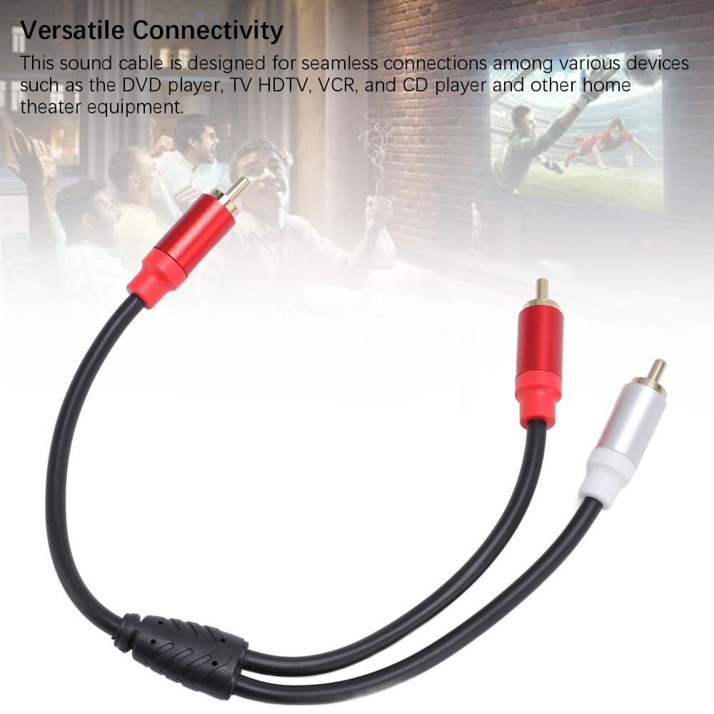 2PCS 1 Male RCA to 2 Male RCA RCA Y Splitter Cable Stereo Audio Cable for DVD TV HDTV VCR CD Player