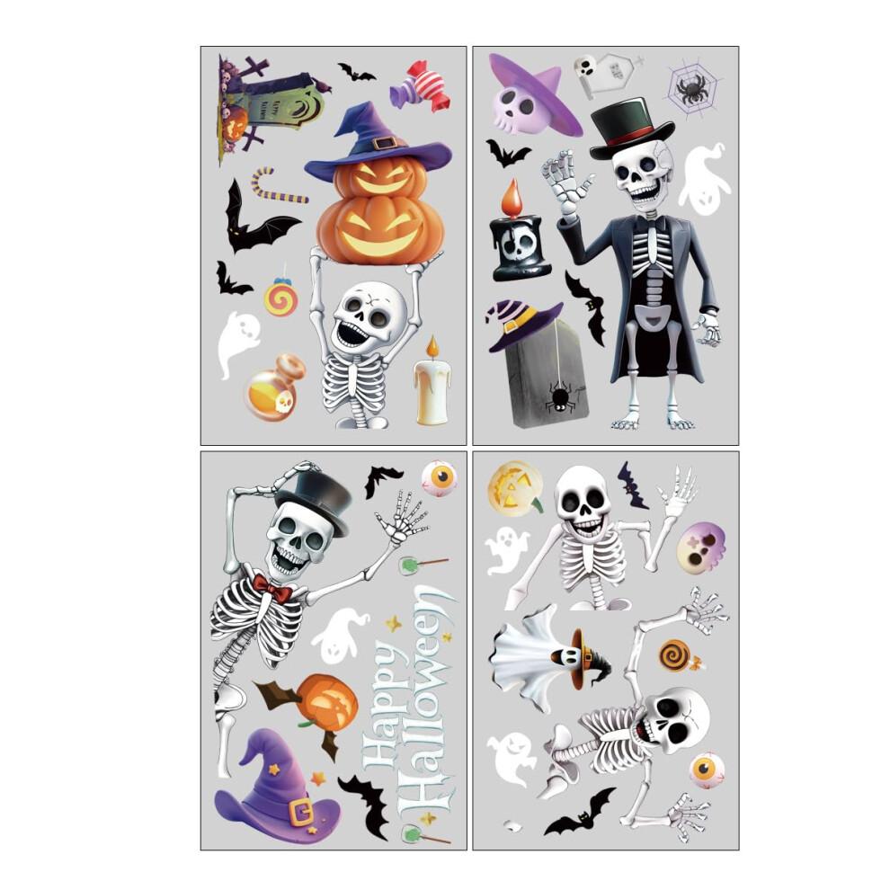 Halloween Static Window Clings 39-Piece Double-Sided 3D Skeleton Bat Decor For Glass, Walls, Doors Reusable Party Decals