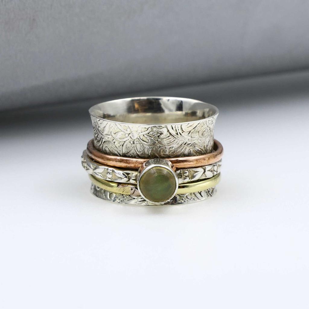 Solid 925 Sterling Silver Ring, Boho Designer Ring, Statement Ring, Halloween Gift, Unisex Ring, Spinner Ring