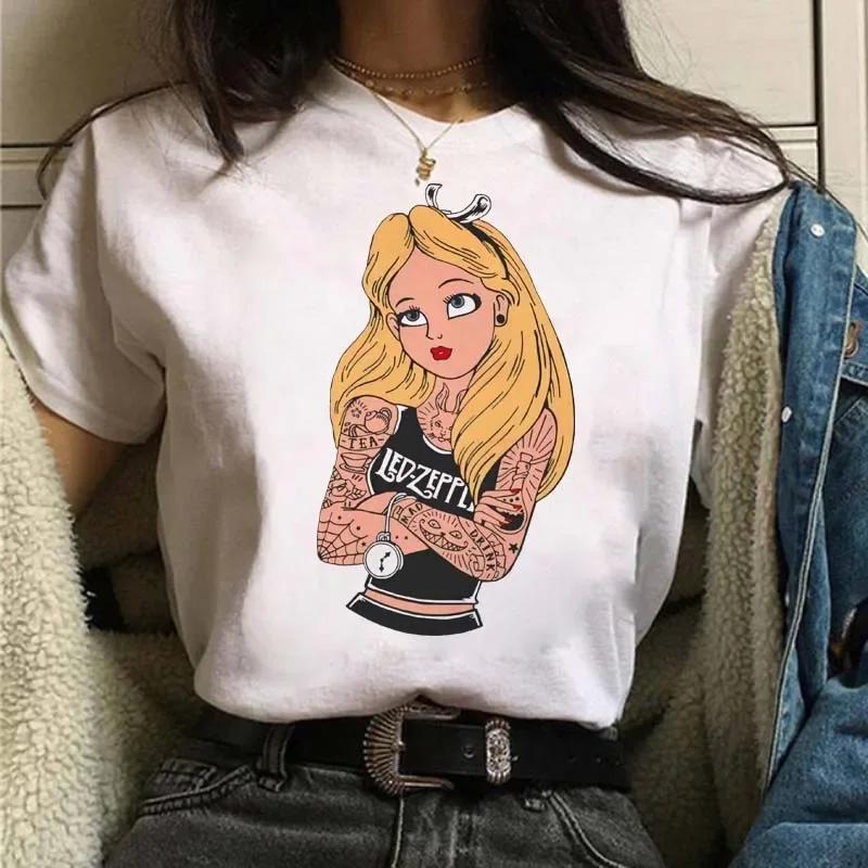 Punk Princess Printed Tshirt Cute Pattern Tee Mermaid Ariel Kawaii Girls TShirt Summer Womens Tops Harajuku T Shirt
