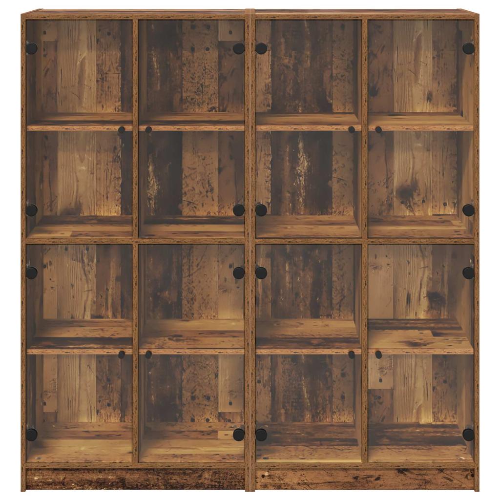 Highboard 2 pcs Reclaimed Wood Look 68 x 37 x 142 cm Engineered Wood