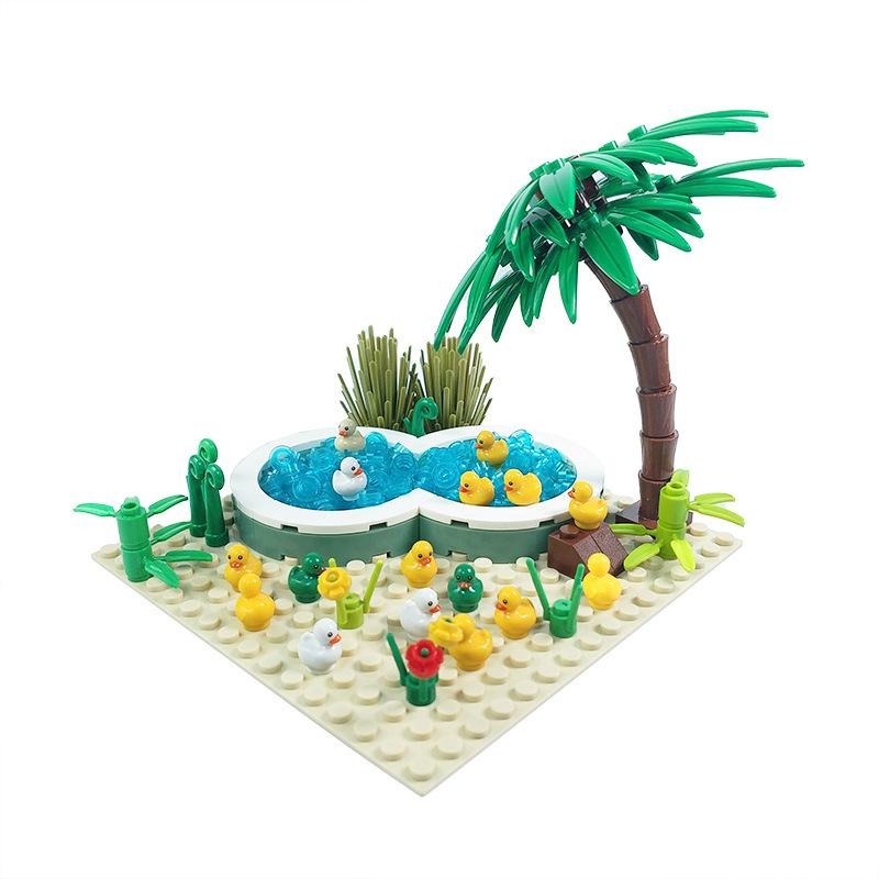 MOC 1 шт. 49661pb01 41384 Утка из зоопарка с принтом Строительные блоки Сельскохозяйственное животное Лес Водные кубики Частицы Игрушки Подарки на день рождения для детей