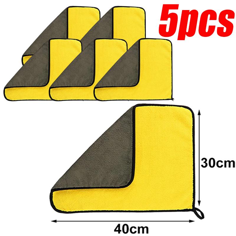 5/2/1 шт. утолщенные полотенца для чистки автомобиля из микрофибры, мягкие быстросохнущие тряпки для протирки окон, зеркал, дома, двухслойные чистые тряпки
