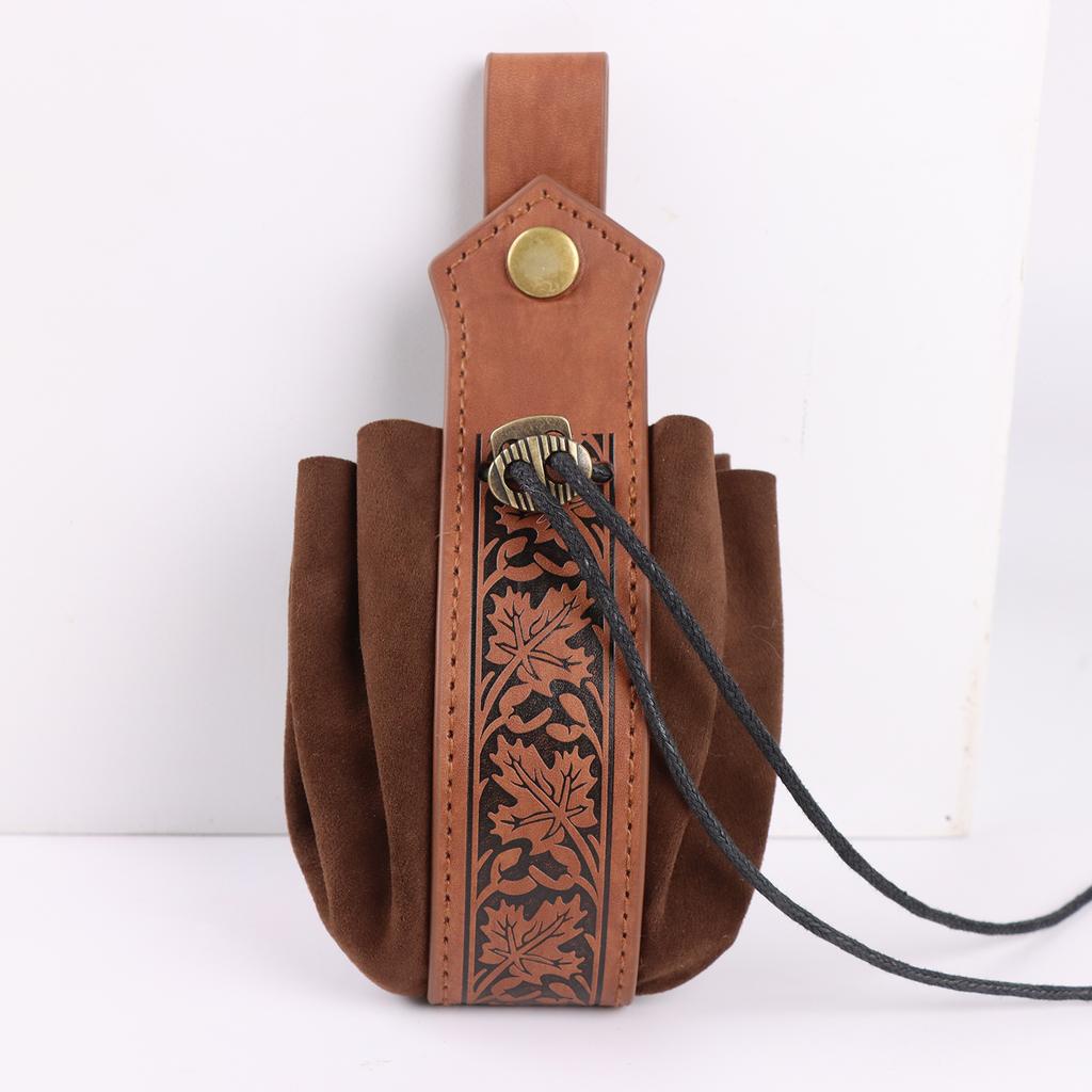 Vintage Medieval Alchemist Fanny Pack Cosplay Elf Leaf Vintage Embossed Belt Skirt Clip Witch Magic Bottle Halloween Cosplay