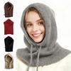 Шарф Шапка Однотонная Регулируемые Завязки Шерсть Теплая Гетра для Шеи Встроенная Температура