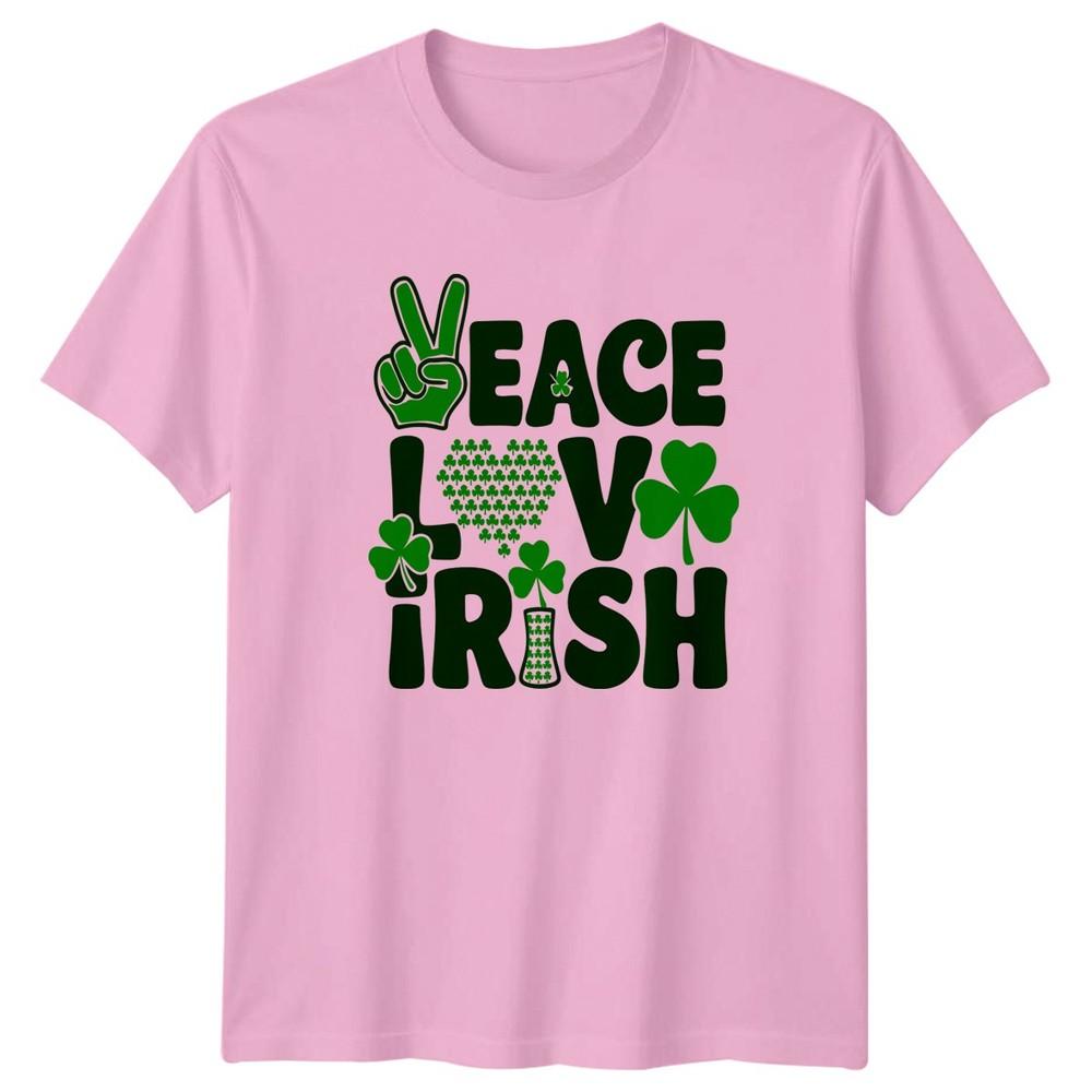 Peace Love Irish TShirt St Patricks Day Holiday Gift For Him And Her