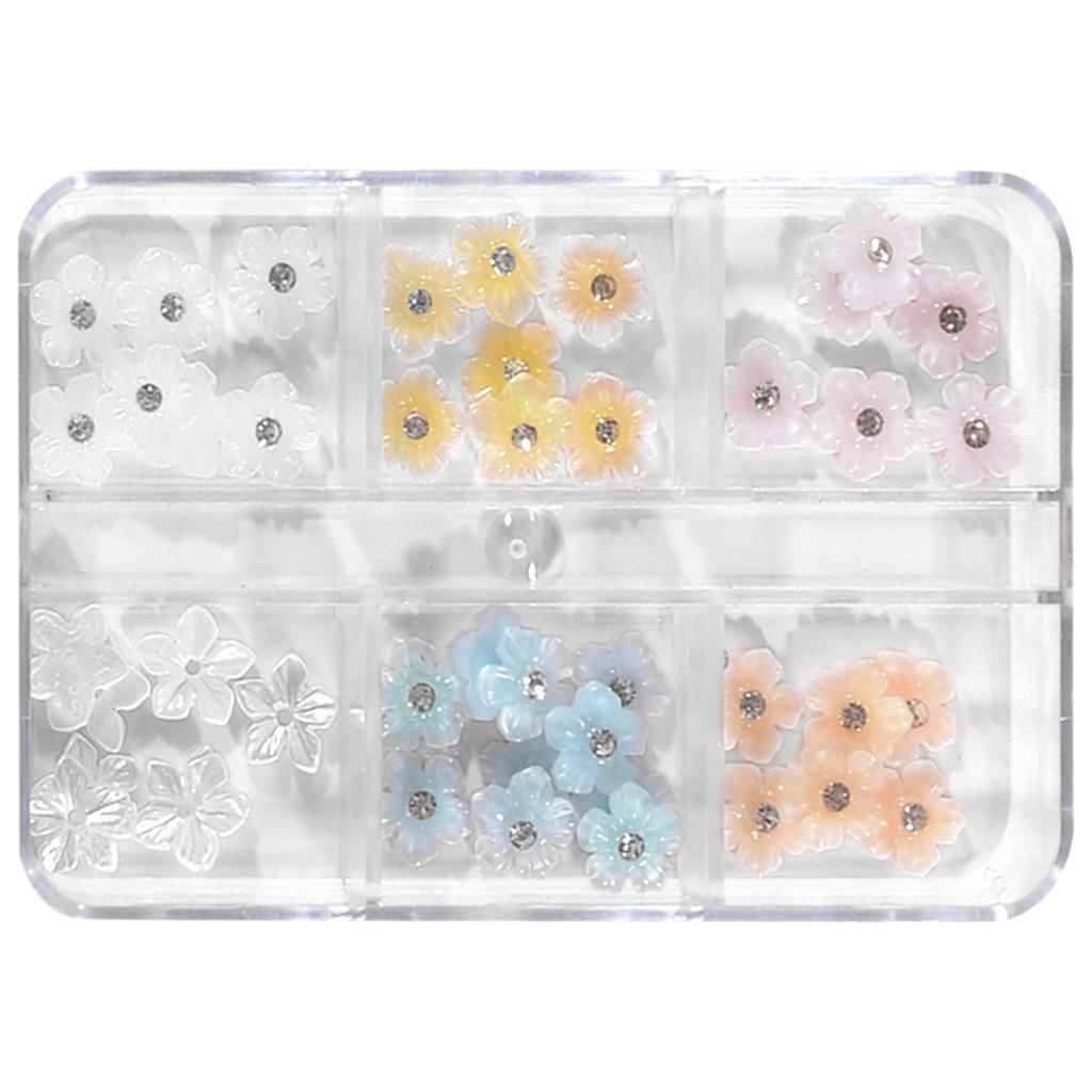 1Box 3D Flower Nails Charm Rhinestones Crafts Nails Art Accessories Resin Nails Decoration for Nails Enthusiasts