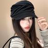 Ins Japanese Linen Berets Pleated Versatile Newsboy Hats Classic Soft Peaked Caps Women